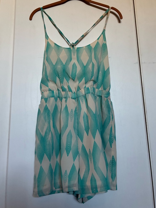 Other - Teal and cream geometric romper, size S